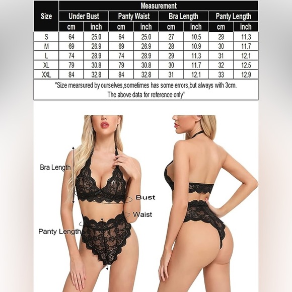 New White Lace Lingerie Babydoll Set - Sexy Bra & High-Waisted Panty - Picture 2 of 2